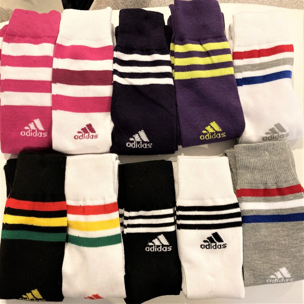 2 PRS NWT Socks Adidas Athletic Men L 9-13 Women 10-12 Sports Calf Discount Ship